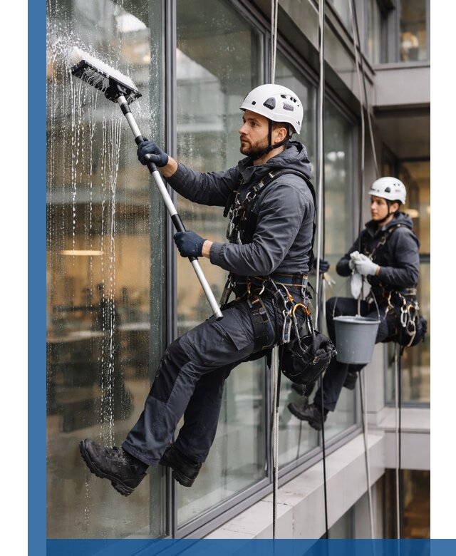 Профессиональная мойка витражей промышленными альпинистами в Еманжелинске