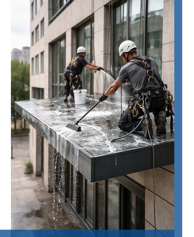 Мойка козырьков и навесов в Еманжелинске от 3595 р. | ВЫСОТНИК-Мнж