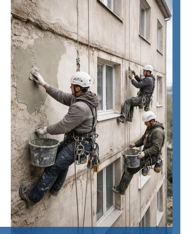 Ремонт штукатурного фасада в Еманжелинске от 770 р. под ключ | ВЫСОТНИК-Мнж