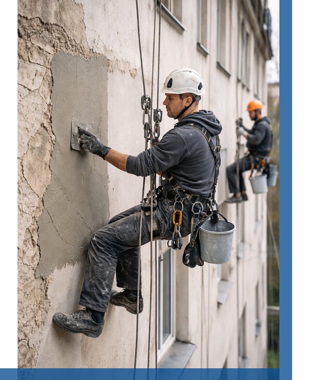 Восстановление штукатурки фасада в Еманжелинске от 1233 р. | ВЫСОТНИК-Мнж