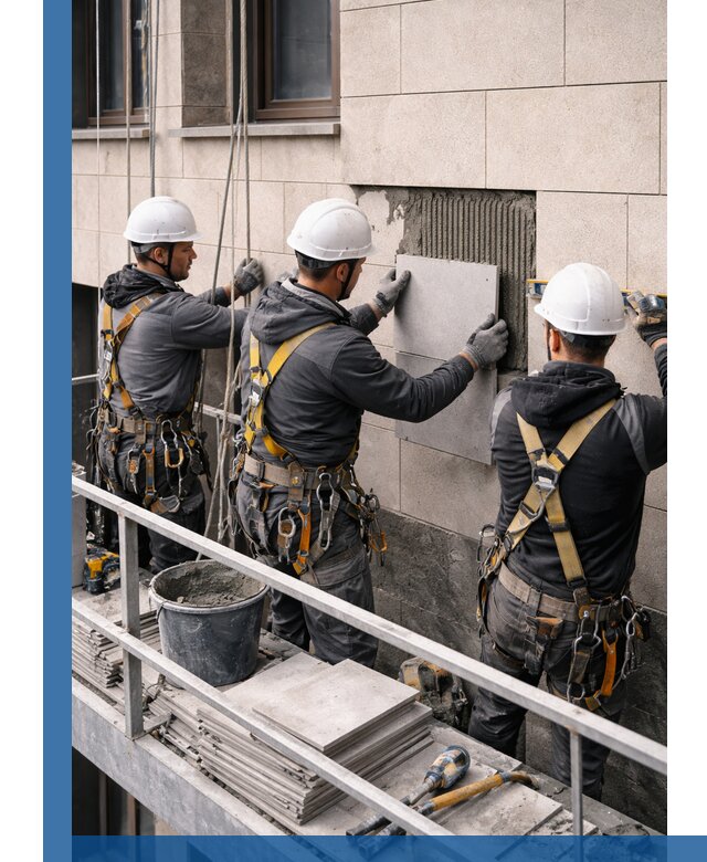 Ремонт облицовки фасада плиткой в Еманжелинске с гарантией