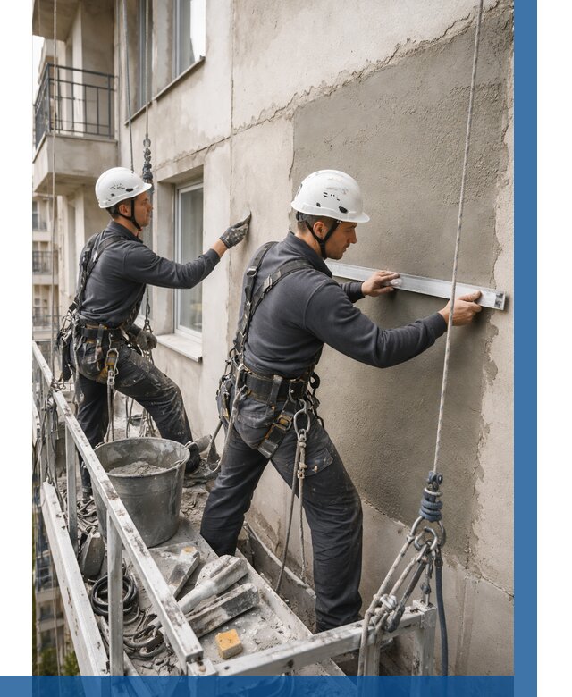 Штукатурка фасада на высоте в Еманжелинске от 924 р. | ВЫСОТНИК-Мнж