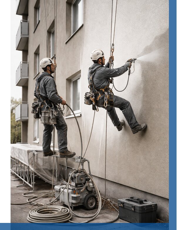 Безвоздушная покраска фасада в Еманжелинске от 226 р/м² | ВЫСОТНИК-Мнж