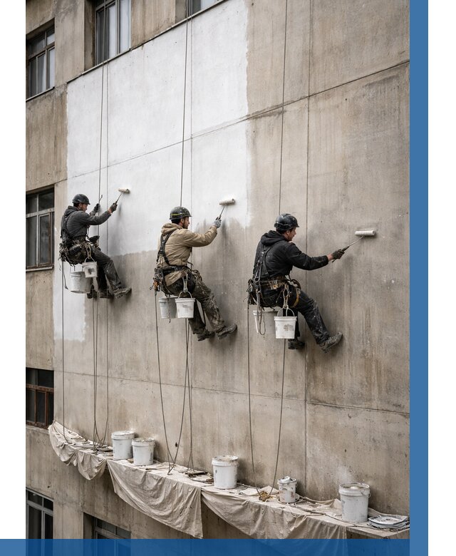 Покраска бетонного фасада в Еманжелинске от 359 р за м2 | ВЫСОТНИК-Мнж