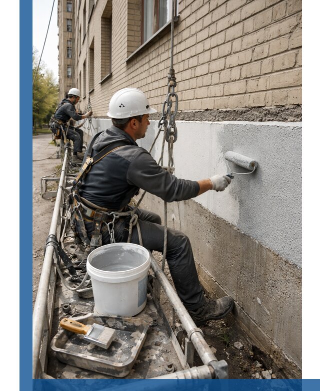 Окраска цоколя здания в Еманжелинске профессионально и надежно