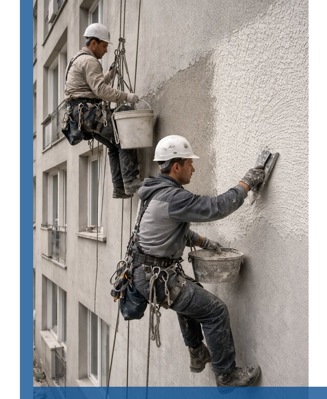 Нанесение декоративной штукатурки короед на фасад в Еманжелинске