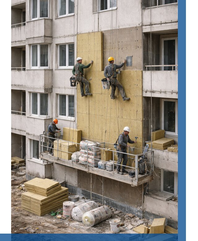 Утепление фасада минватой в Еманжелинске от 1541 р. | ВЫСОТНИК-Мнж