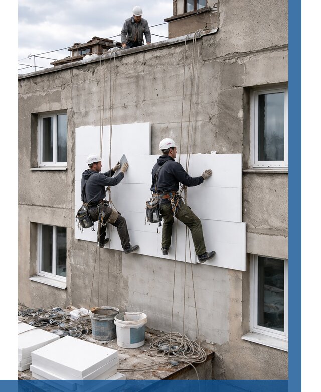 Утепление фасада пенополистиролом в Еманжелинске от 1849 р. | ВЫСОТНИК-Мнж