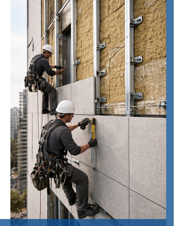 Монтаж вентилируемого фасада в Еманжелинске от 3595 р. | ВЫСОТНИК-Мнж