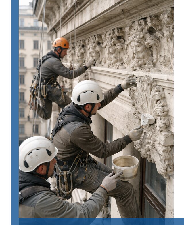 Реставрация фасадной лепнины с высотными работами в Еманжелинске