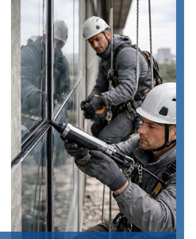 Герметизация витражных швов в Еманжелинске от 668 р. | ВЫСОТНИК-Мнж