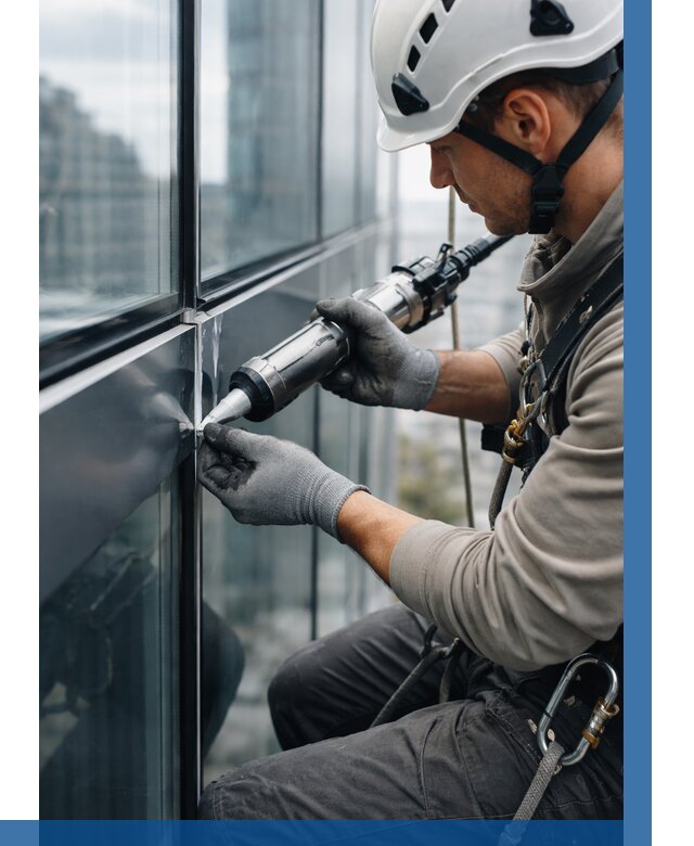 Герметизация стыков витража в Еманжелинске от 1233 р. | ВЫСОТНИК-Мнж