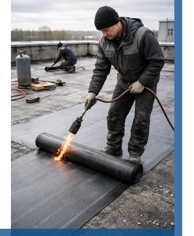 Ремонт наплавляемой кровли в Еманжелинске от 719 р. | ВЫСОТНИК-Мнж