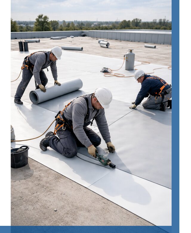 Монтаж мембранной кровли под ключ в Еманжелинске от 1233 р. | ВЫСОТНИК-Мнж