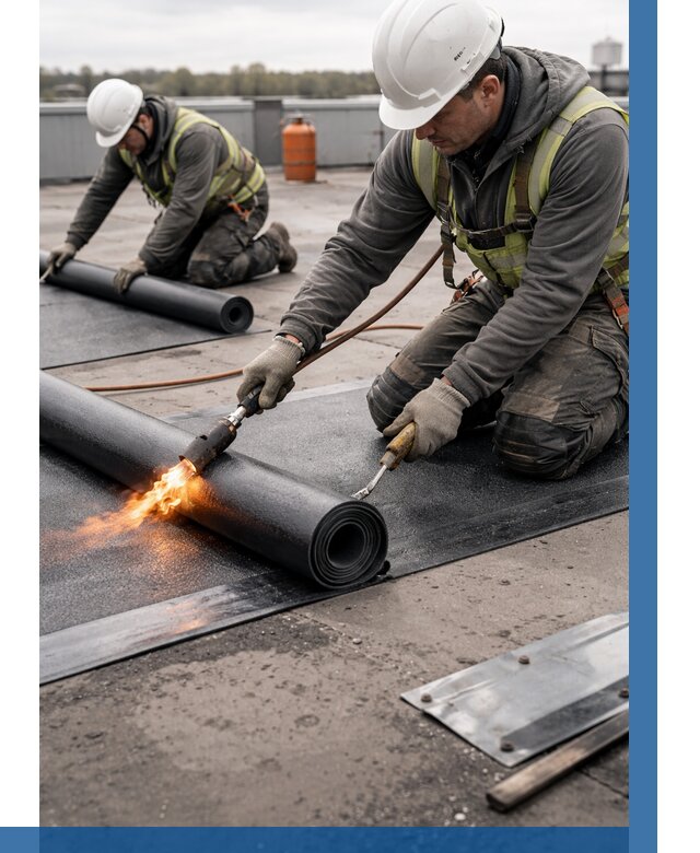 Монтаж наплавляемой кровли в Еманжелинске от 873 р. — ВЫСОТНИК-Мнж