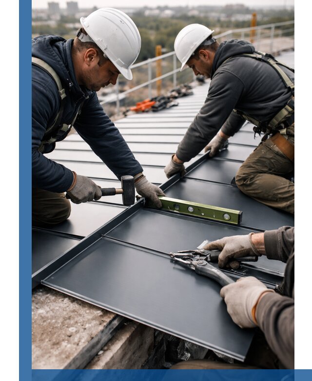 Монтаж фальцевой кровли в Еманжелинске для промышленных зданий