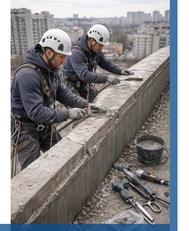 Ремонт парапета на кровле в Еманжелинске от 1541 р. | ВЫСОТНИК-Мнж