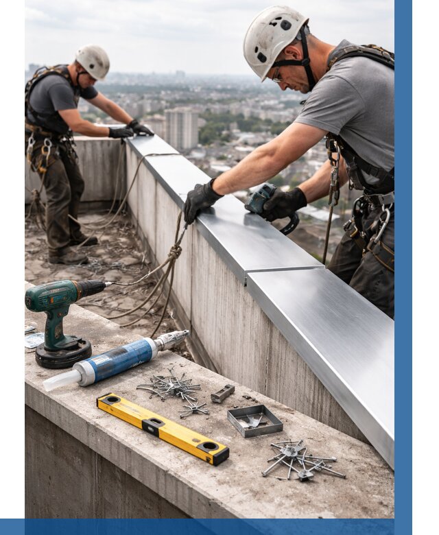 Монтаж парапетных крышек в Еманжелинске от 822 р. | ВЫСОТНИК-Мнж