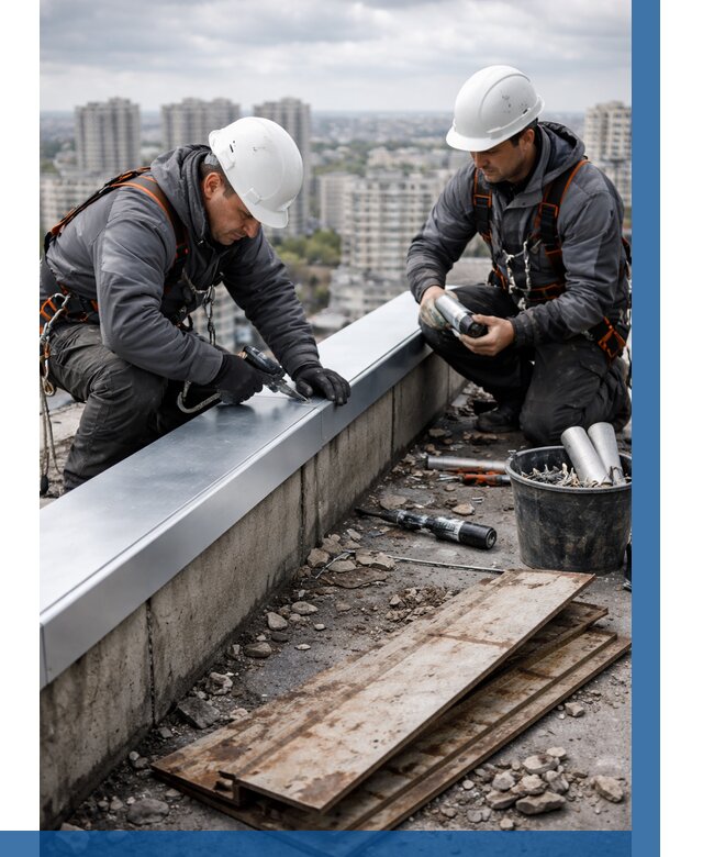 Замена парапетных крышек под ключ в Еманжелинске от 1233 р. | ВЫСОТНИК-Мнж