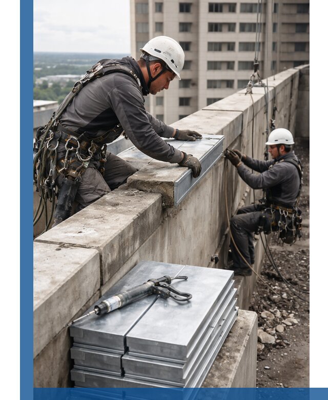 Замена парапетных крышек и установка новых в Еманжелинске