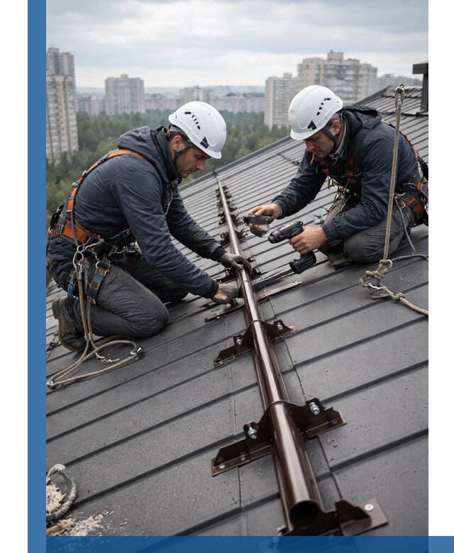 Монтаж снегозадержателей на кровле зданий в Еманжелинске под ключ