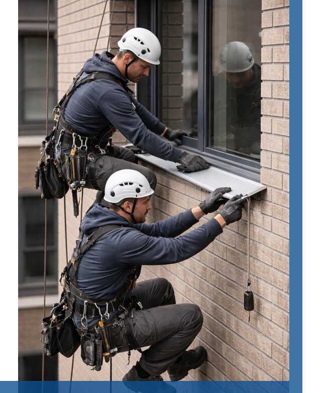 Монтаж оконных отливов под ключ в Еманжелинске от 3595 р. | ВЫСОТНИК-Мнж