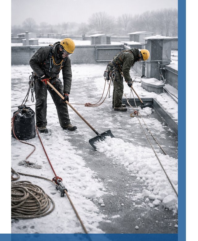 Очистка крыши от снега в Еманжелинске от 7703 р. | ВЫСОТНИК-Мнж