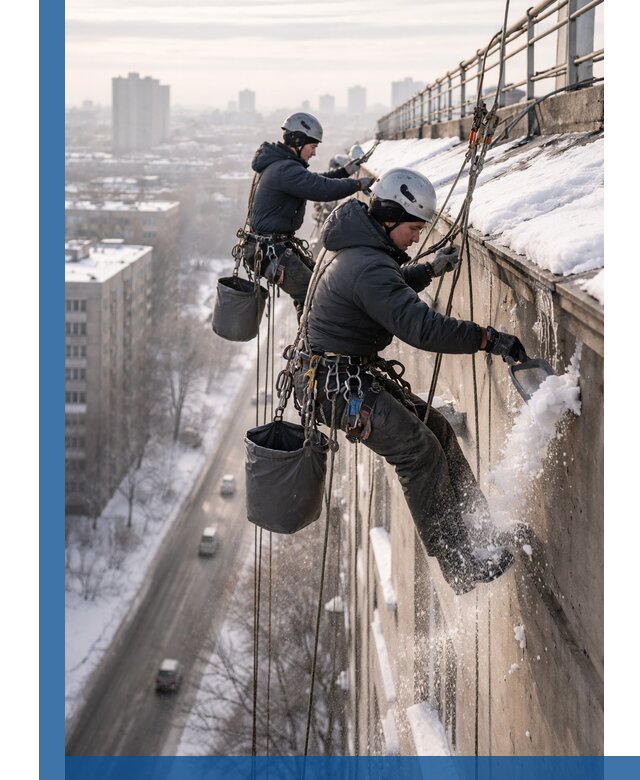 Очистка карнизов от снега в Еманжелинске профессионально и безопасно