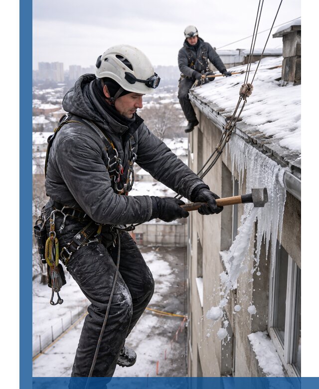 Сбивание и удаление сосулек с крыши в Еманжелинске безопасно