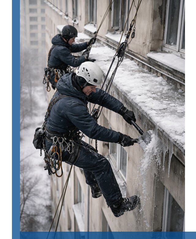 Удаление наледи и сосулек с карнизов в Еманжелинске профессионально