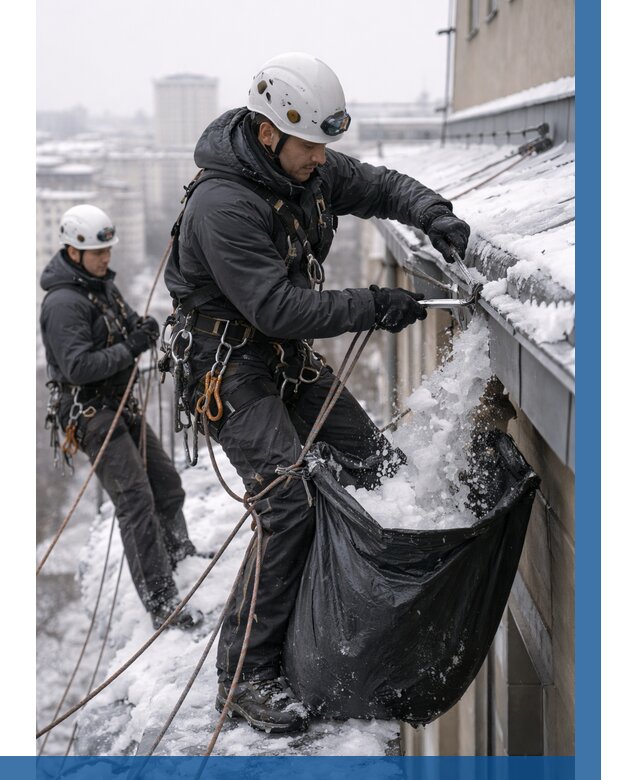 Аварийная очистка крыши в Еманжелинске под ключ от 308 р. | ВЫСОТНИК-Мнж