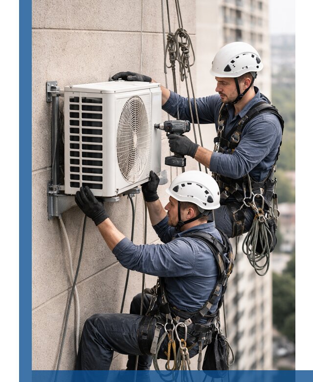 Монтаж внешнего блока кондиционера в Еманжелинске установка и крепление