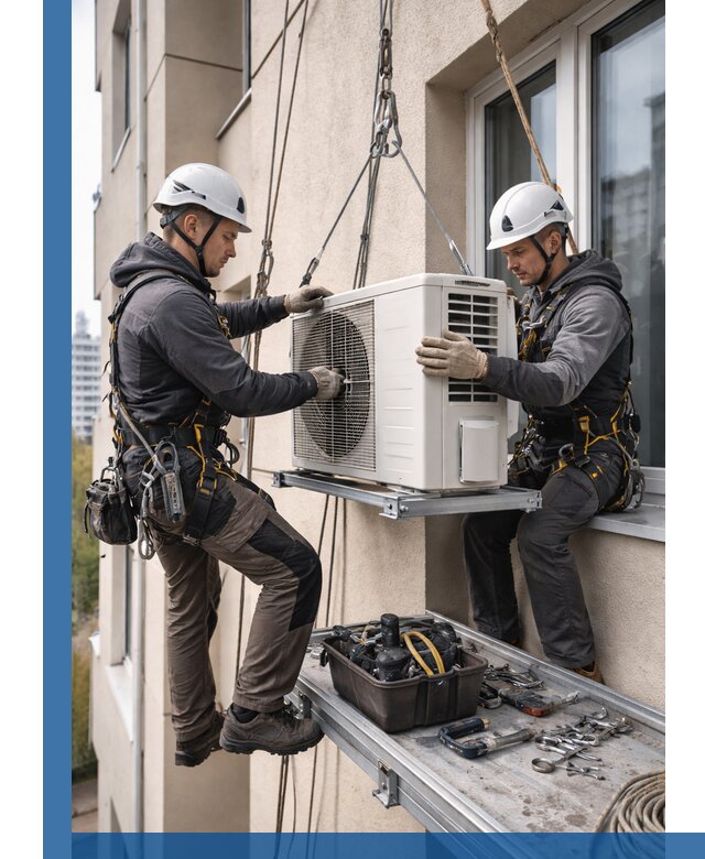 Перенос внешнего блока кондиционера в Еманжелинске с монтажом и крепежом