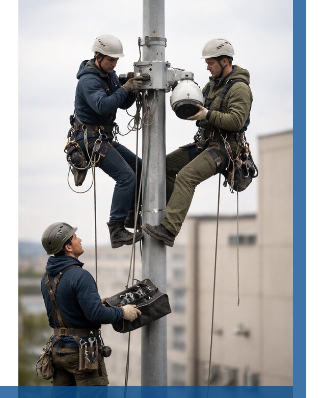 Установка видеокамер на мачте в Еманжелинске от 8730 р. | ВЫСОТНИК-Мнж