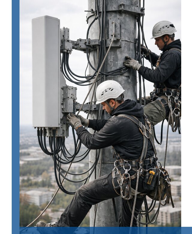 Монтаж оборудования связи на мачте в Еманжелинске с пусконаладкой