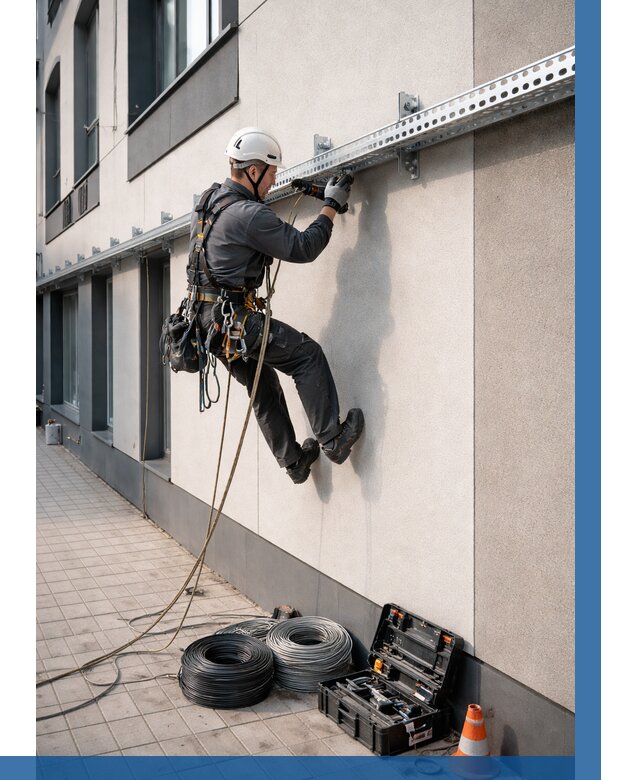 Монтаж кабельных лотков на фасаде в Еманжелинске от 1233 р. | ВЫСОТНИК-Мнж