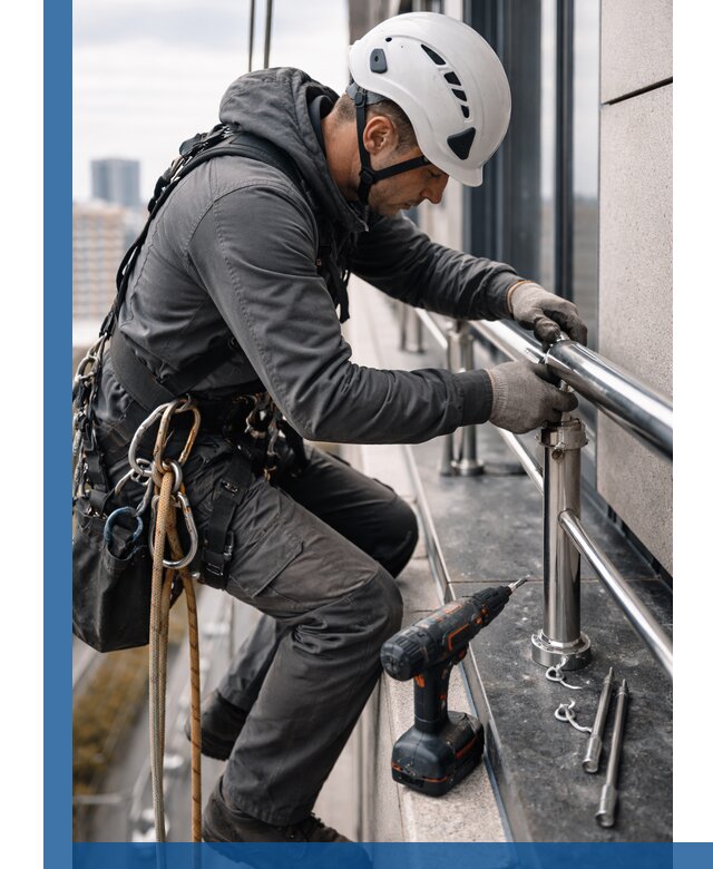 Монтаж ограждений на высоте в Еманжелинске для зданий и конструкций