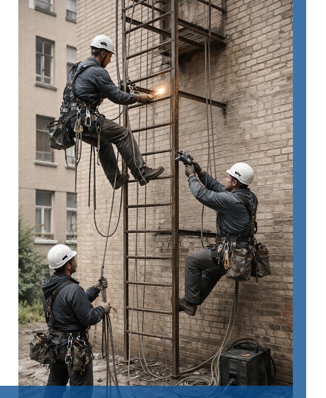 Ремонт пожарной лестницы в Еманжелинске от 7703 р. | ВЫСОТНИК-Мнж