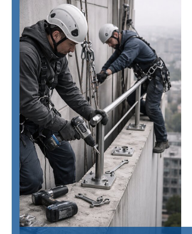 Монтаж перил на высоте в Еманжелинске для жилых и промобъектов