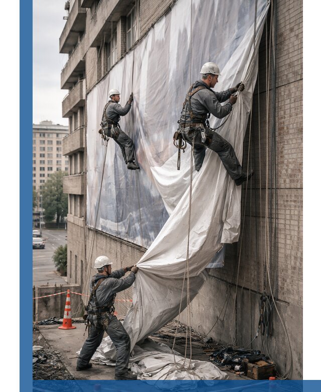 Демонтаж баннеров с фасада в Еманжелинске оперативно и безопасно