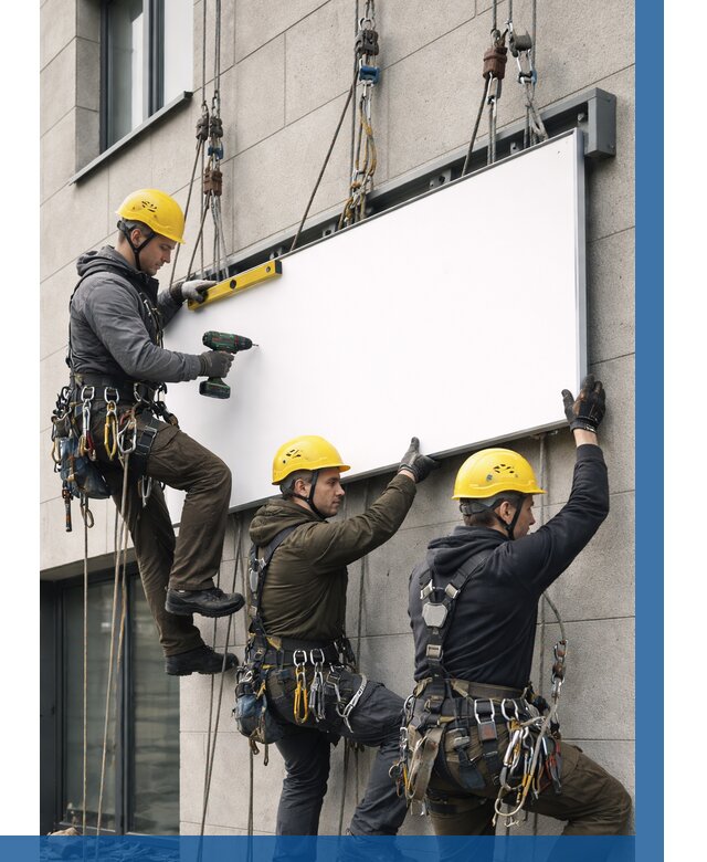 Монтаж рекламной вывески в Еманжелинске от 8217 р. | ВЫСОТНИК-Мнж