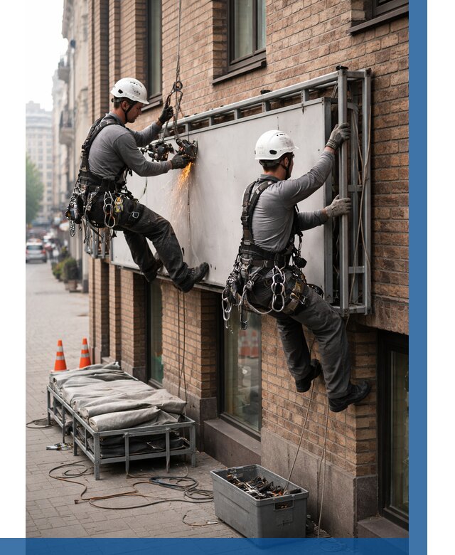 Демонтаж рекламной вывески в Еманжелинске от 6676 р. | ВЫСОТНИК-Мнж