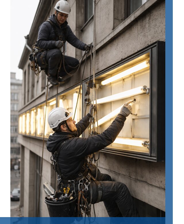 Замена ламп в вывеске в Еманжелинске под ключ от 3595 р. | ВЫСОТНИК-Мнж