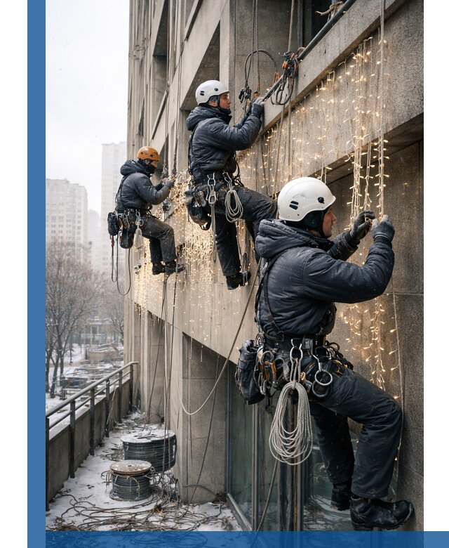 Монтаж новогодней иллюминации и украшение фасадов в Еманжелинске