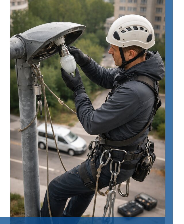 Замена ламп на высоте в Еманжелинске от 2568 р. | ВЫСОТНИК-Мнж