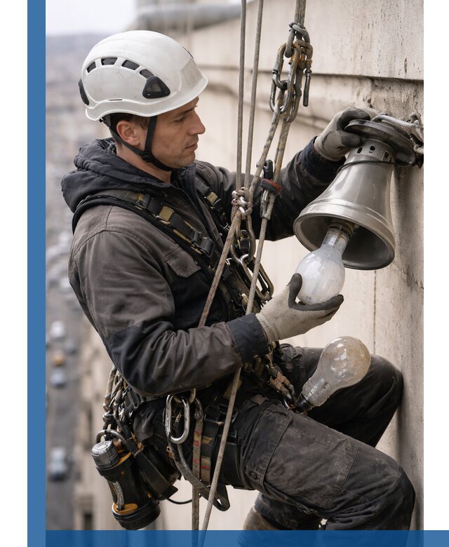 Замена ламп на высоте в Еманжелинске профессионально и быстро