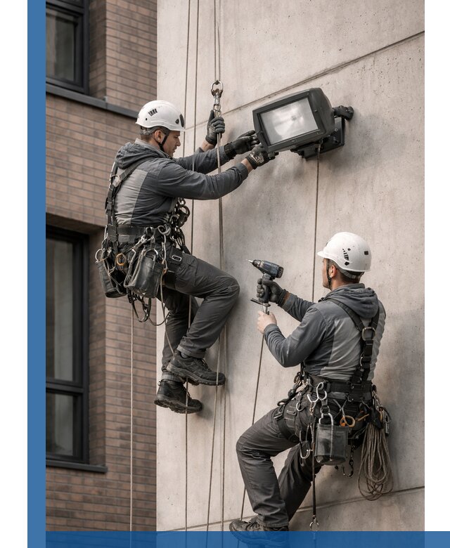 Профессиональный монтаж фасадных прожекторов в Еманжелинске под ключ