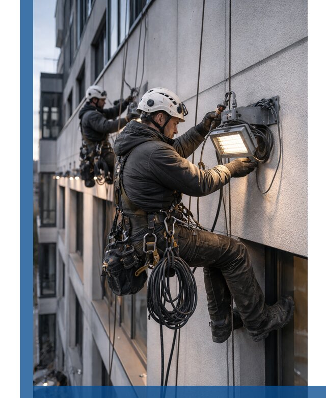 Монтаж фасадного освещения в Еманжелинске установка и подключение