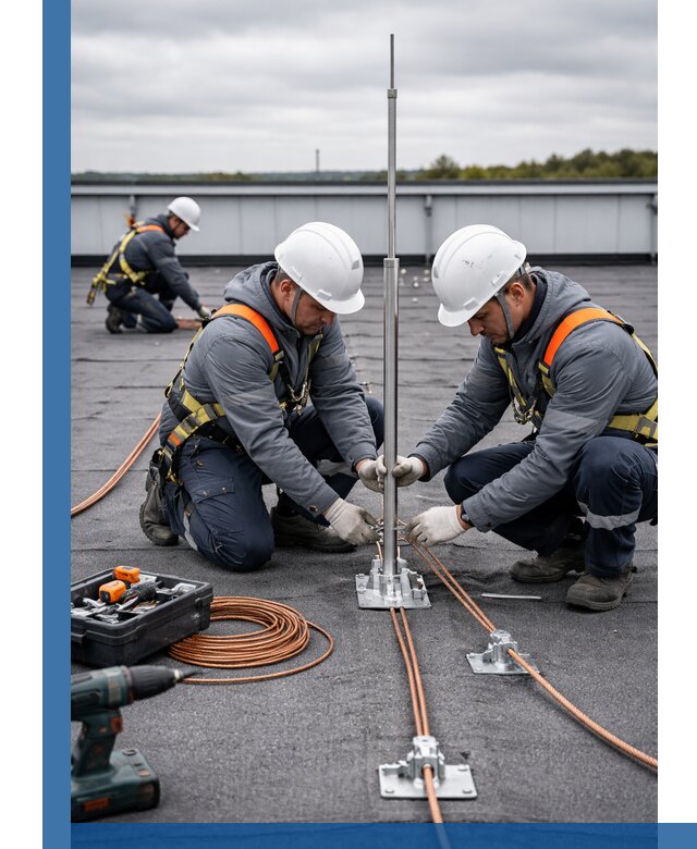 Монтаж молниезащиты на кровле в Еманжелинске под ключ с гарантией