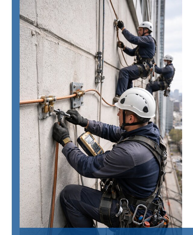 Монтаж системы заземления здания и молниезащиты в Еманжелинске